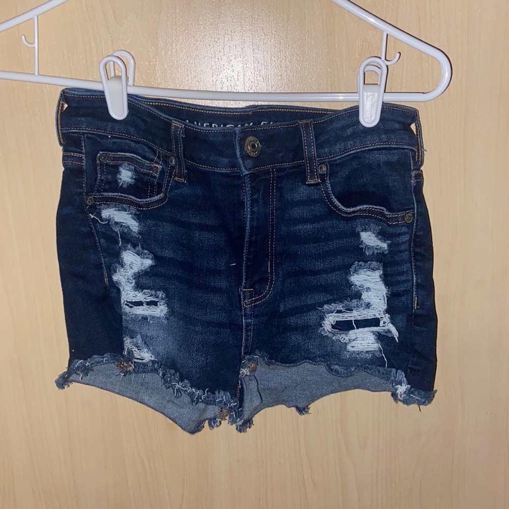 American eagle next level stretch distressed denim shorts